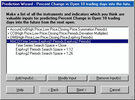 Мастер прогноза - задание входов